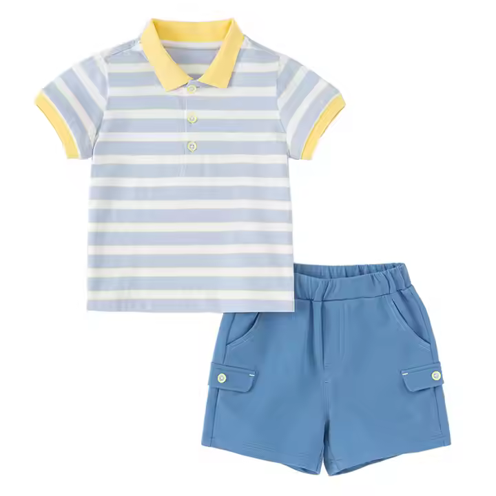 Custom Kids Summer Clothing Sets Polo Shirts & Shorts for Boys Aged 8 100% Cotton Sublimation Casual Style