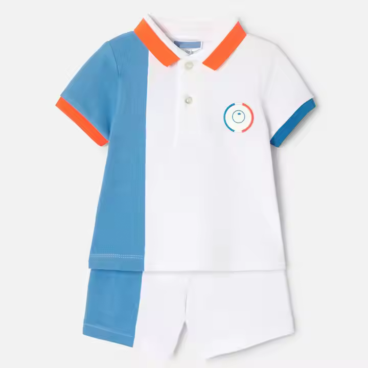 Custom Summer Sports Style Boys Clothing Set Baby Boys Polo Shirt & Matching Shorts Kids Apparel Two Piece Outfit