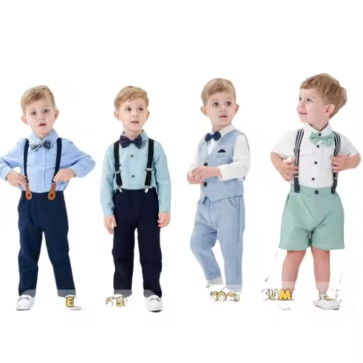 Toddler Boys Clothing Set Baby Suit Suspenders Pants Shirt Children Formal Wedding Party Kid Boy Clothes Suits
