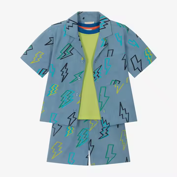 Custom Digital Allover Print Boys Clothing Sets 8-12 Years Old Summer T Shirt & Shorts 3-Piece Little Boys' Outfit