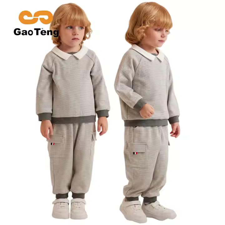 Wholesale Custom Boutique Casual 12-13 Years Old 100 Percent Organic Cotton Two Piece Boys Boys Cotton Boutique Clothing Sets