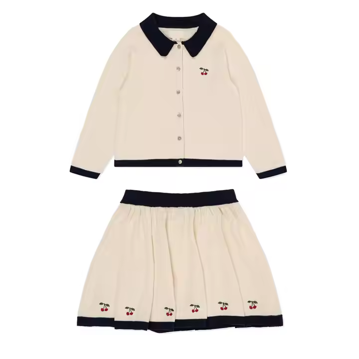 High Quality Striped Pattern Girls' Woven Jacket and Skirts New Children's Clothing