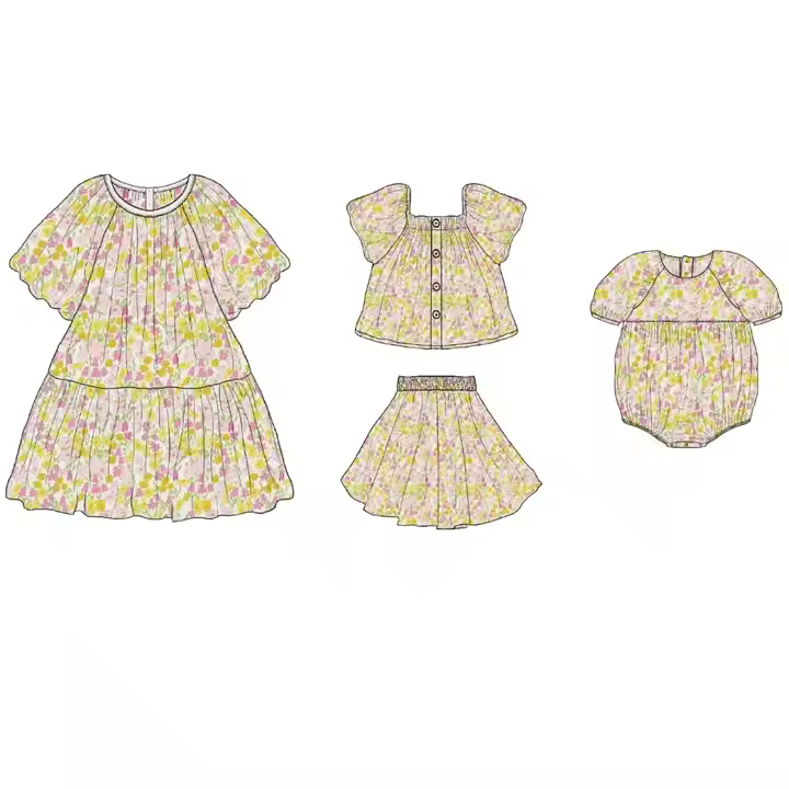 OEM ODM Service Girls' Clothing Collection Baby Romper Cotton Dresses Tops Skirts Kids 2-12 Years Children's Clothing Collection
