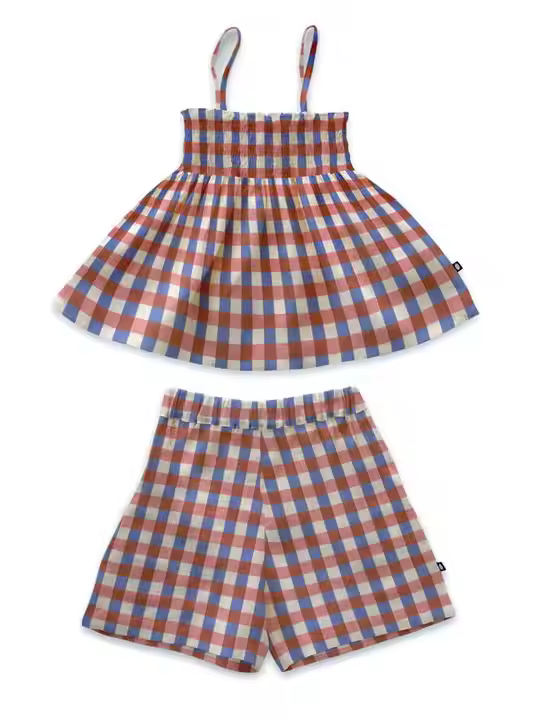 Customized Fashion Printing Two Piece Baby Girls Outfit Clothing Sets Summer Smock Set Girl Outfits