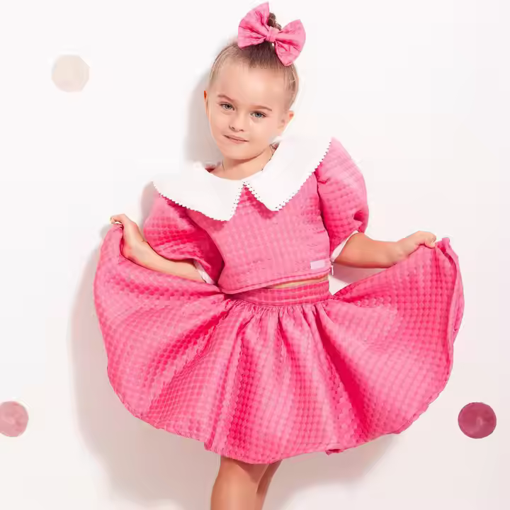 Boutique Matching 2 Pcs Children Summer Teen Girls Clothing Set Teenage Girls Clothing Set With Puffy Sleeve