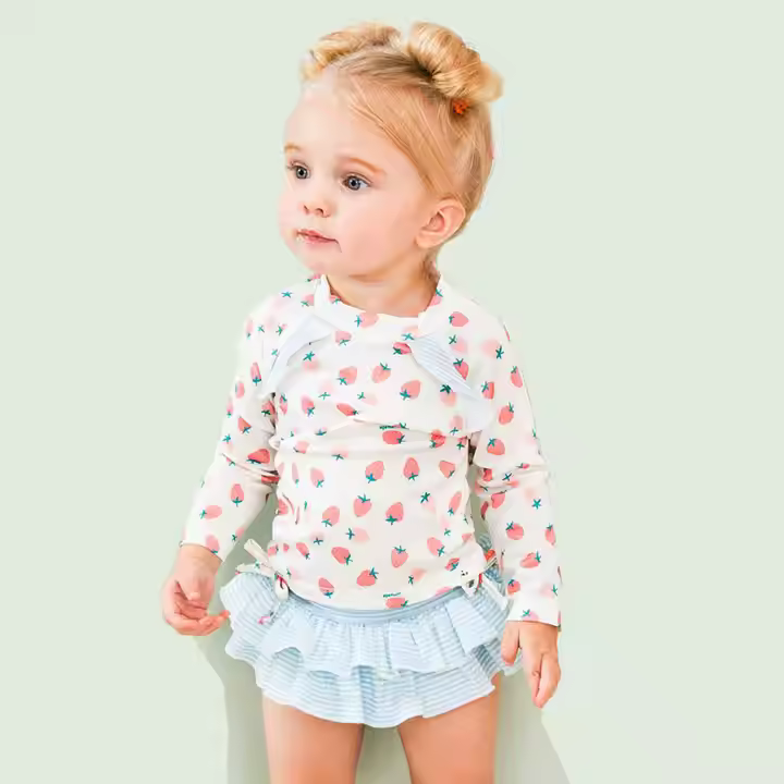 Korean Designer Baby Clothes Unisex Western Style With Fruit Print for Toddlers Aged 2T 3T 4T for Spring Autumn & Fall Seasons