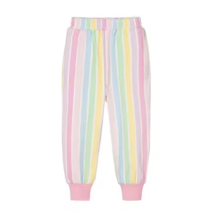 New Bestseller Launched Fall Kids Jogger Pants for Girls Casual Sweatpants with Elastic Waist Stripe Pattern Cotton Trousers