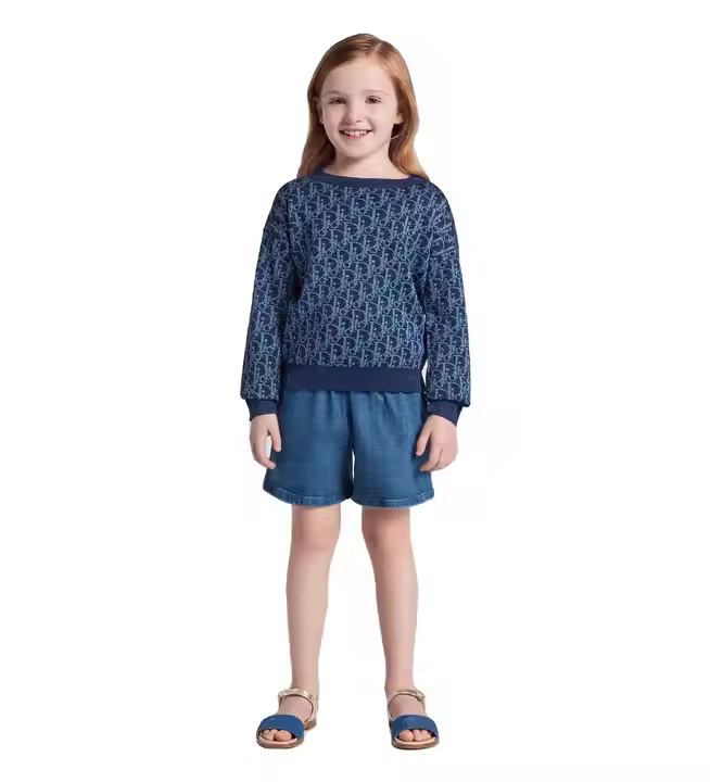 Customized Children Girls Denim Casual Pants New Fashion Design Embroidery Jeans Shorts Washed Technique