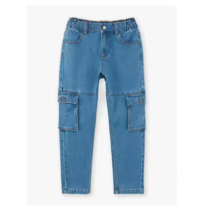 Customized Fashion Design Kid Boy Jeans Pants Big Pocket Cargo Pants Children Boys Denim Pants
