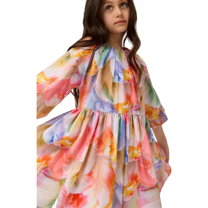 girls flower white dress