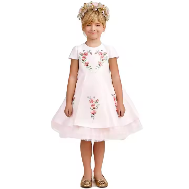 girls flower white dress