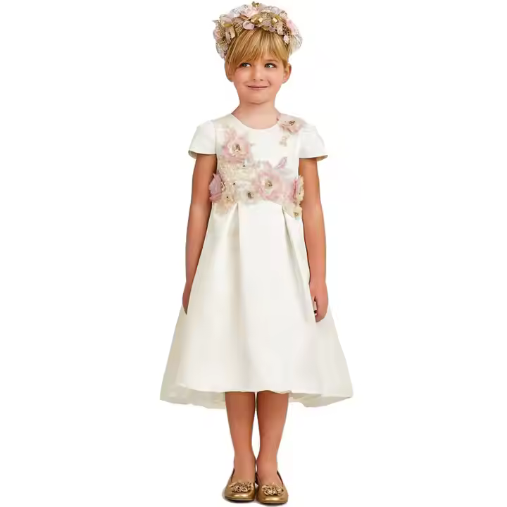 girls flower white dress