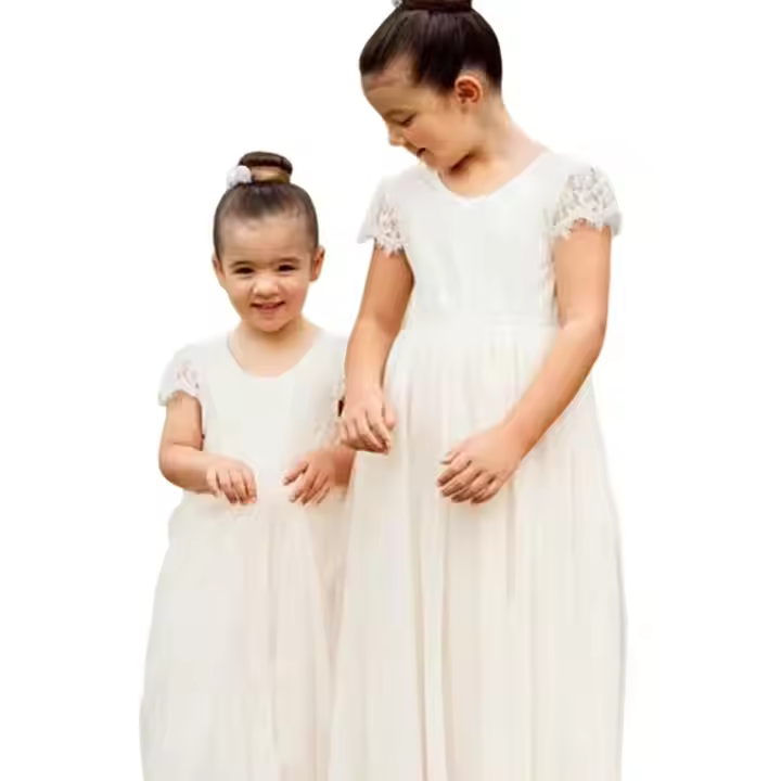 girls flower white dress