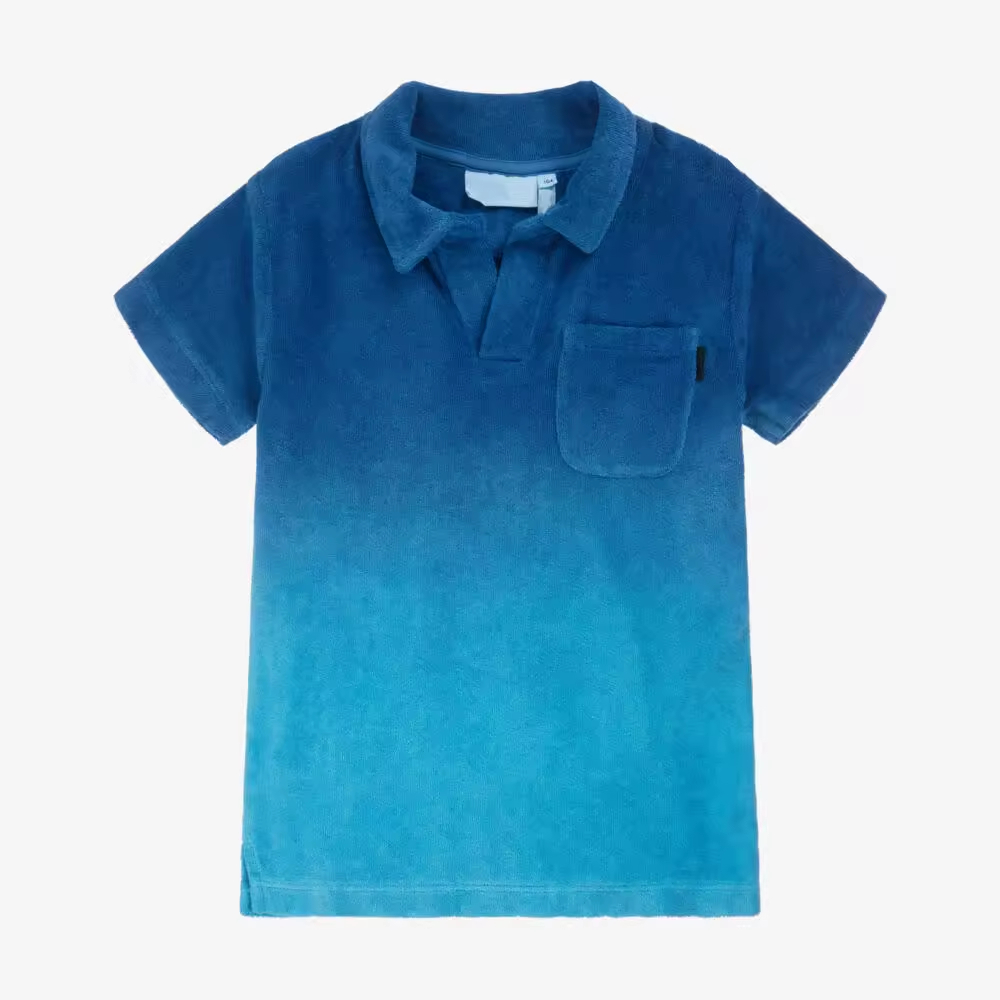 OEM ODM Dark Blue Dip Dye Summer Polo Shirts for Boys Quick Dry Thick Cotton English Style