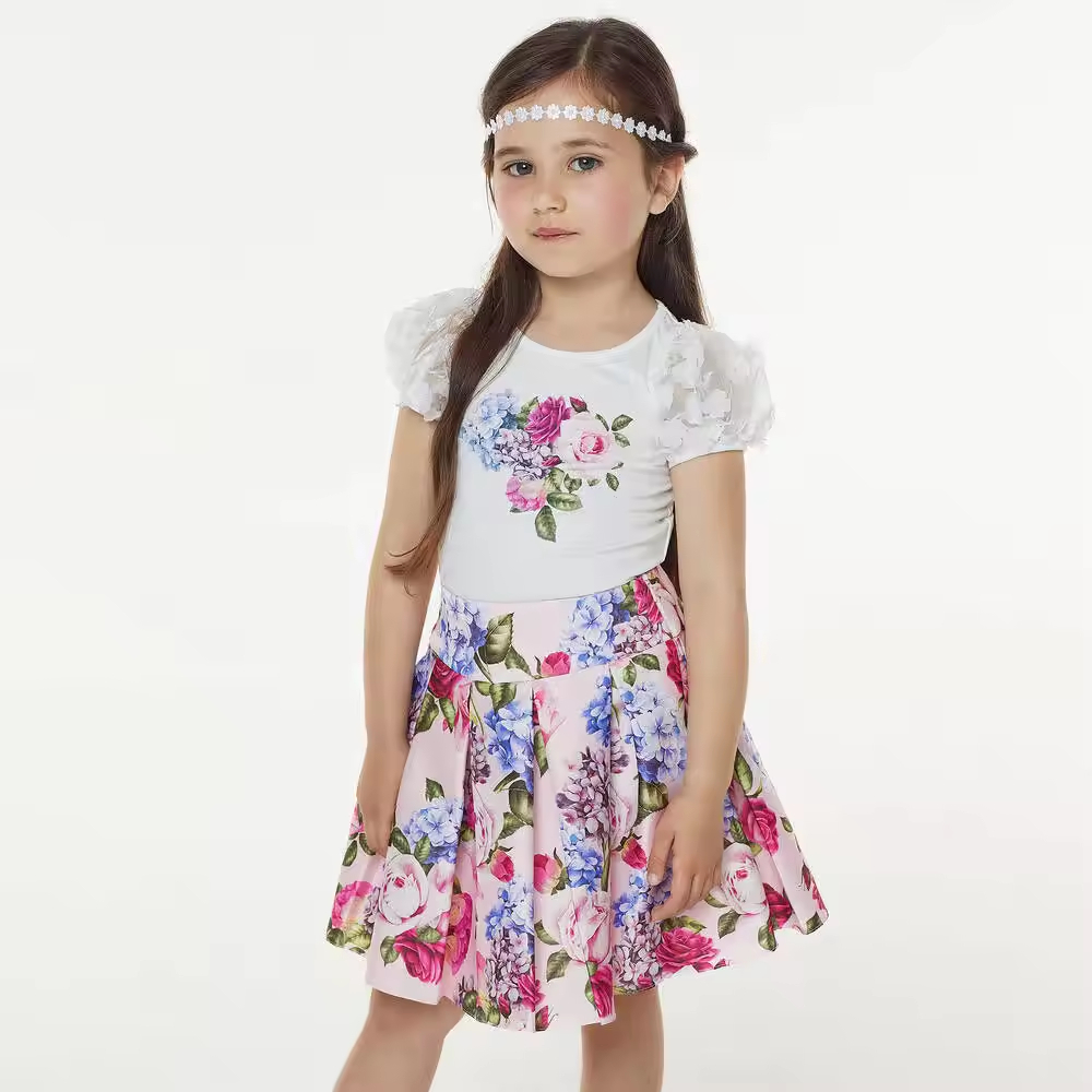 Customizable Fashion Style Pretty Flower Skirt for Toddlers & Age Group Children Knee-Length Breathable Pattern for Girls