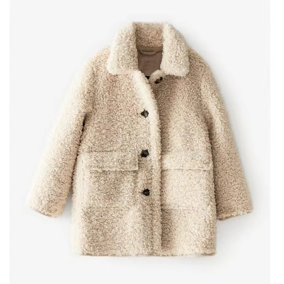 Customized Fashion Warm Lamb Fur Long Coat Mink Fur Coat for Girl