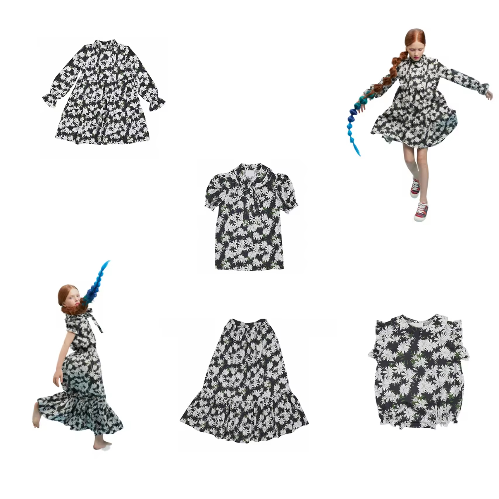 Customized Design Wholesale Summer Children Clothing With Printing Leisure Pastoral Style Kids Girls Outfits