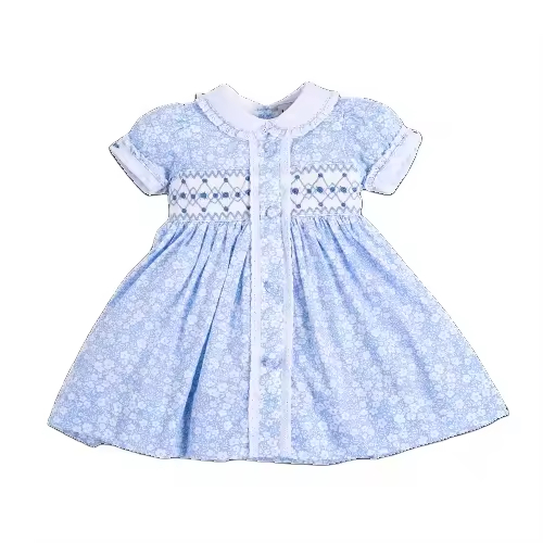 Wholesale 100% Cotton Anti-Wrinkle Dress for Toddlers Cute Short Sleeve Dress for 7-8 Year Old Girls for Spring