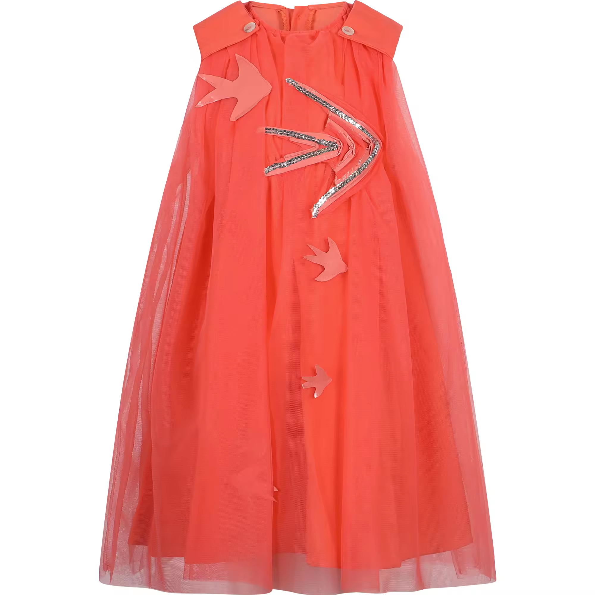 Customized European Style Girls' Dress with Red Round Collar ODM Supply Chiffon Fabric for Children