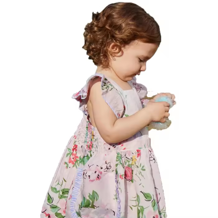 2025 New Design Baby Dress Lovely Summer Infant Baby Girl Ruffle Pink Floral Dress