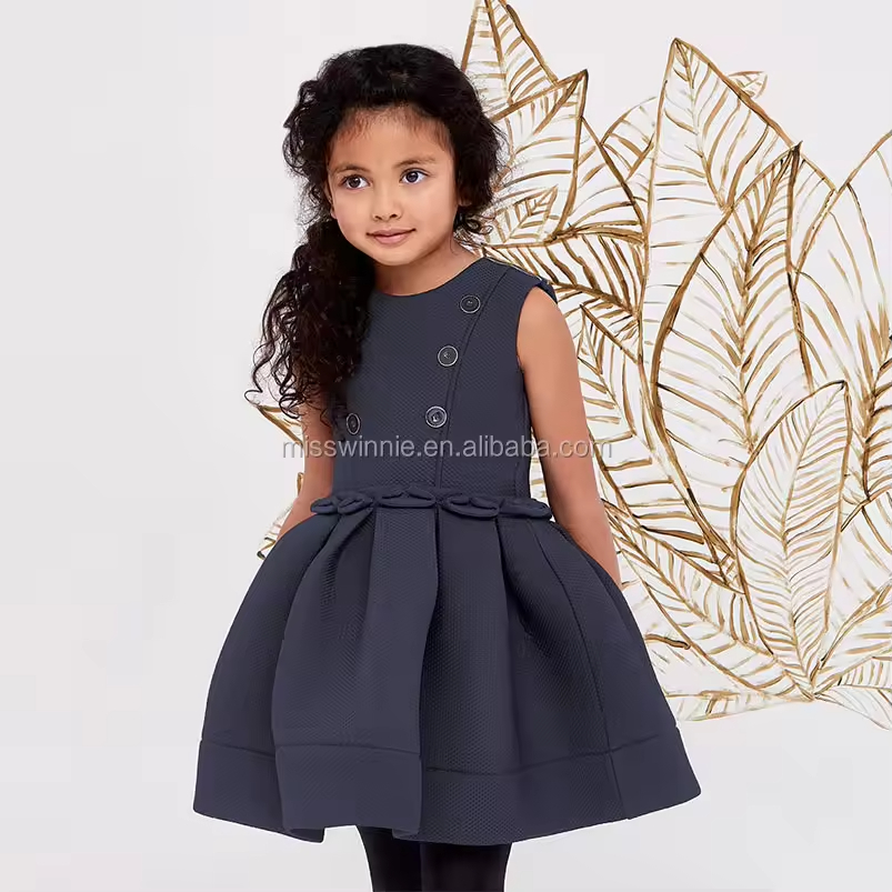2027 New Arrive Fashion Baby Girl Casual Summer Solid Knee-Length Dress