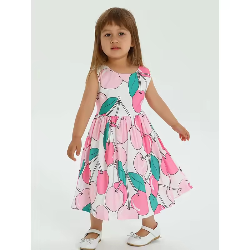 Flower Printing Girls Dress of 9 Years Baby Girl Frocks Girl Party Wear Western Dress