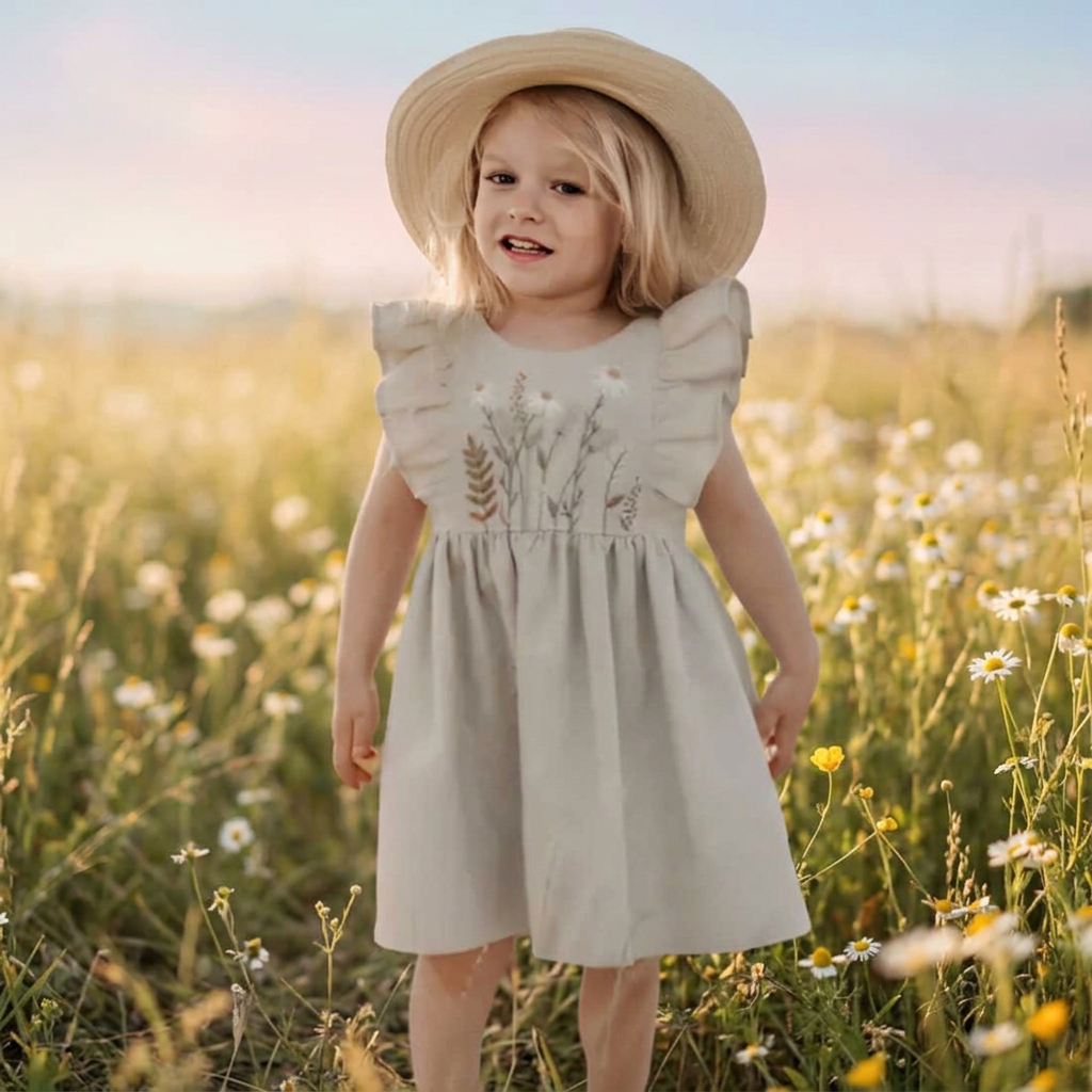 girls flower white dress